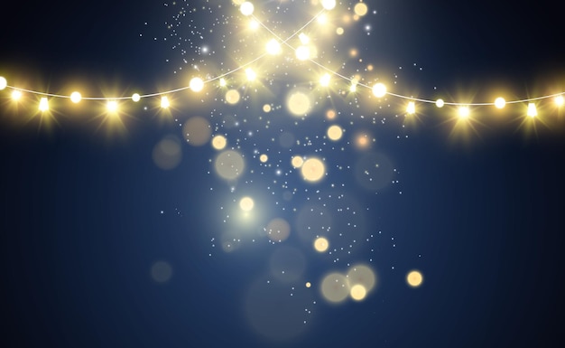 Luces de Navidad brillantes y hermosas elementos de diseño Luces brillantes para el diseño del saludo de Navidad
