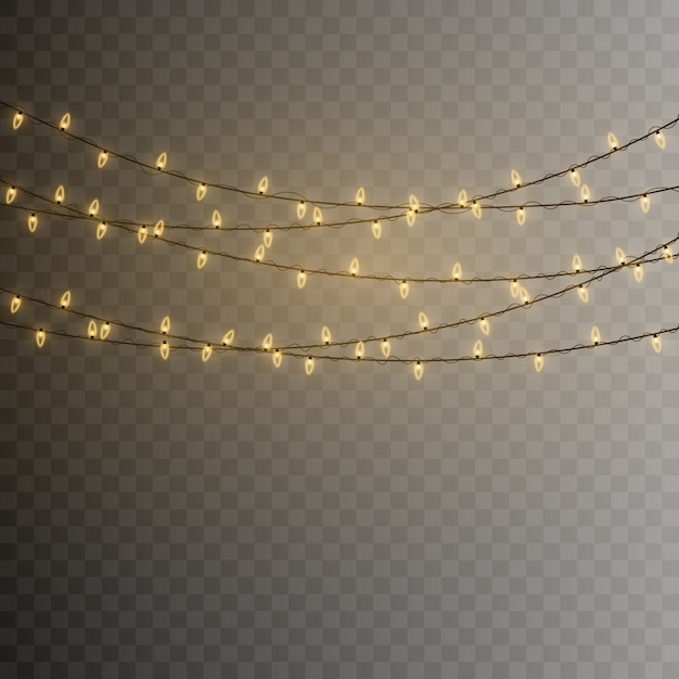 Luces de Navidad. Cadena con bombillas incandescentes.