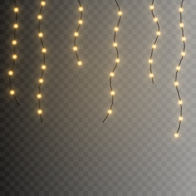 Luces de Navidad. Cadena con bombillas incandescentes.