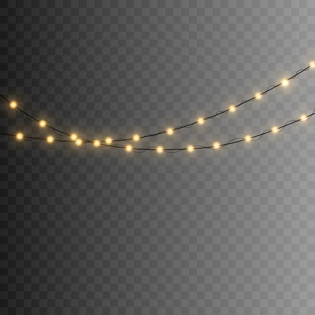 Luces de Navidad. Cadena con bombillas incandescentes.
