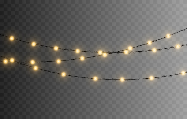 Luces de Navidad. Cadena con bombillas incandescentes.