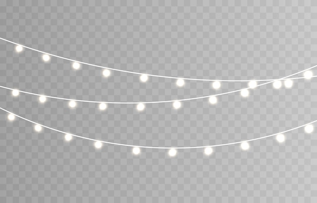 Luces de Navidad. Cadena con bombillas incandescentes.