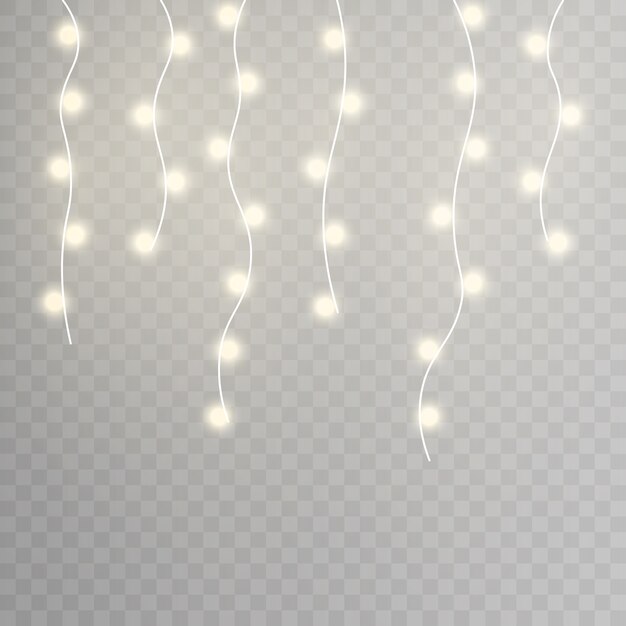Luces de Navidad. Cadena con bombillas incandescentes.