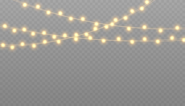 Luces de Navidad en un fondo transparente elemento decorativo para tarjetas de felicitación invitaciones