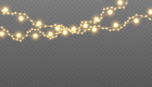 Luces de Navidad en un fondo transparente luz de Navidad png elemento decorativo para el saludo