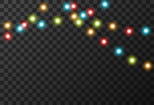 Vector luces de navidad fondo transparente