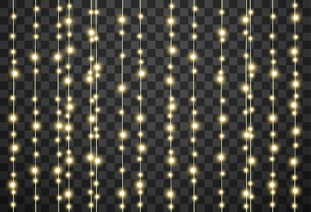 Vector luces de navidad en fondo transparente