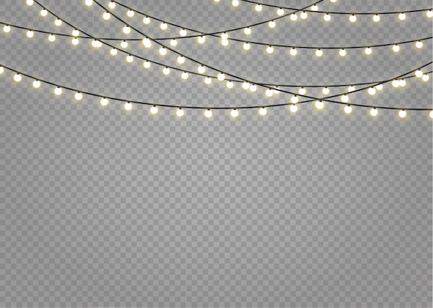 Luces de navidad en fondo transparente