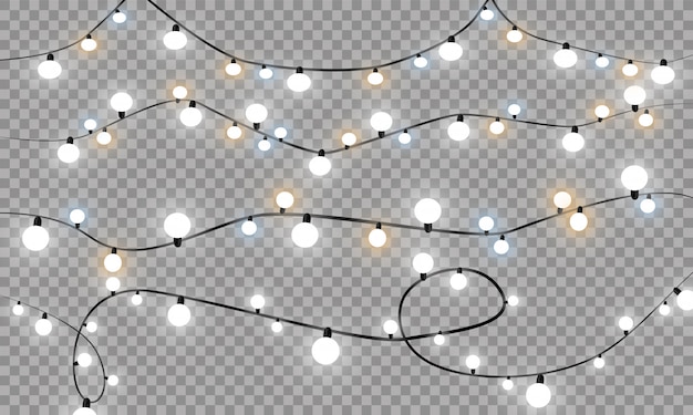 Vector luces de navidad, guirnalda ligera.