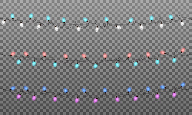 Luces de Navidad. Guirnalda de luces multicolores realistas para Año Nuevo y Navidad