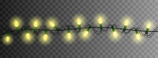 Vector luces de navidad guirnalda luminosa elementos de diseño realistas aislados para vacaciones de navidad