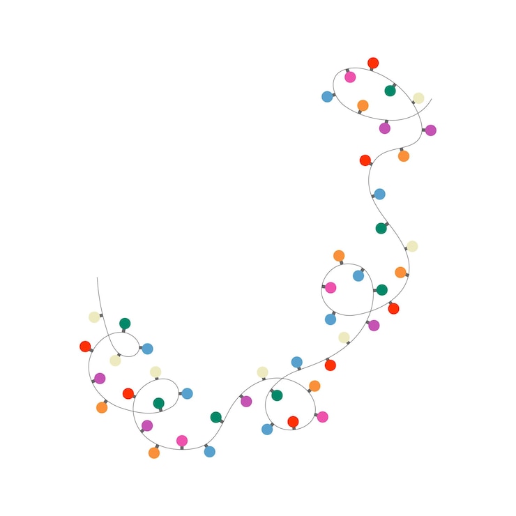 Vector luces de navidad guirnalda de navidad colorida bombillas incandescentes multicolores vectoriales en cuerdas de alambre