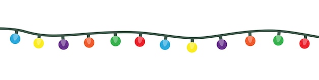 Luces de navidad guirnalda de navidad de vector decoración de bombilla de cable aislado luces de cadena de navidad