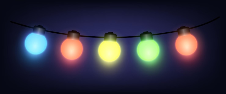 Vector luces de navidad ilustración vectorial de guirnaldas de árboles de navidad