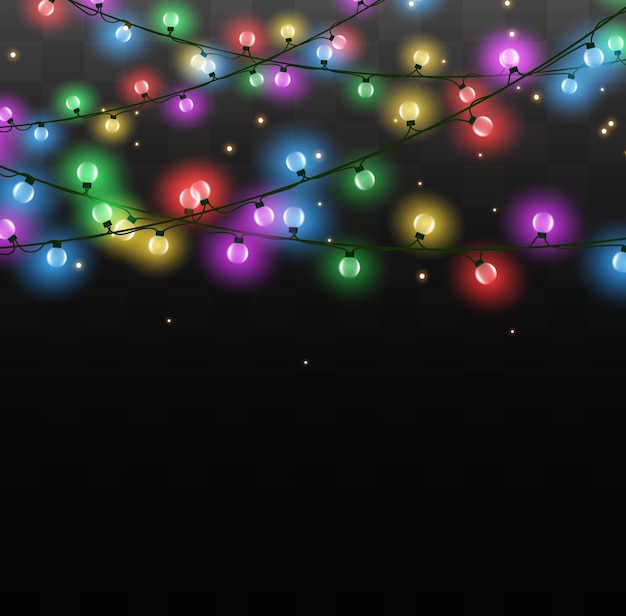 Luces navideñas aisladas elementos de diseño realista