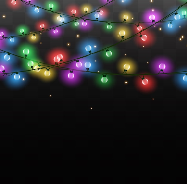 Vector luces navideñas aisladas elementos de diseño realista