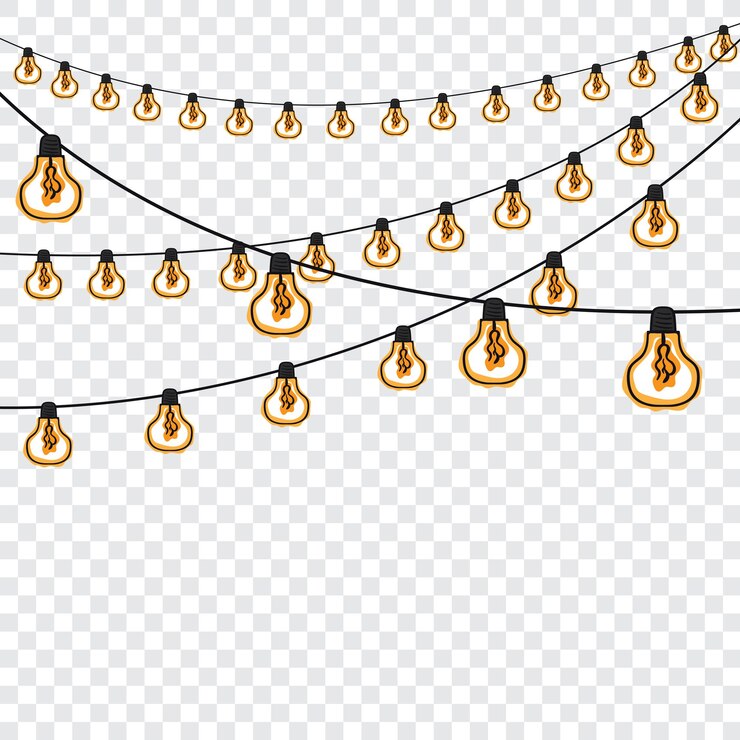 Vector luces navideñas aisladas en un fondo transparente para el diseño web de carteles de pancartas conjunto de guirnaldas brillantes de navidad luces de neón led ilustración vectorial