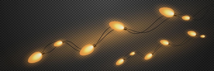 Vector luces navideñas aisladas sobre un fondo transparente bombillas realistas