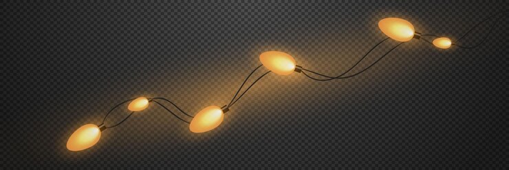 Vector luces navideñas aisladas sobre un fondo transparente bombillas realistas