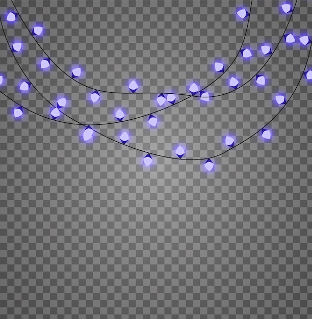 Luces navideñas elementos de diseño realistas aislados