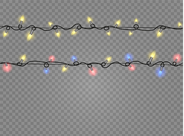 Luces navideñas elementos de diseño realistas aislados