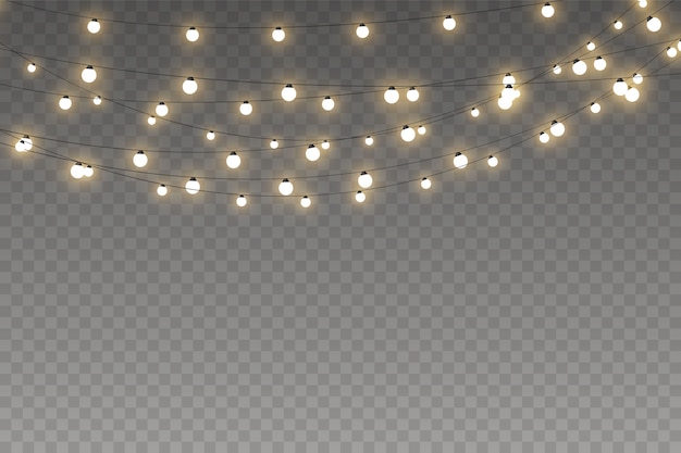 Luces navideñas elementos de diseño realistas aislados