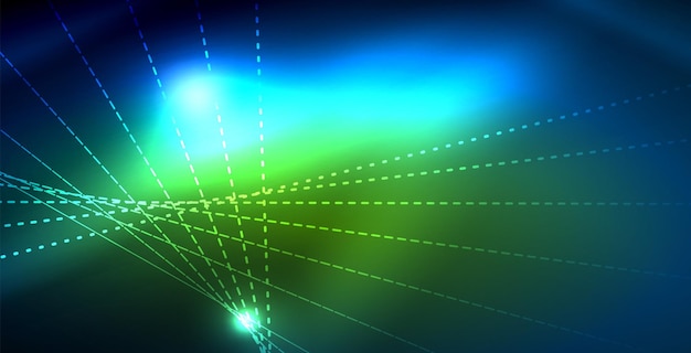Luces de neón de color con fondo abstracto de ondas