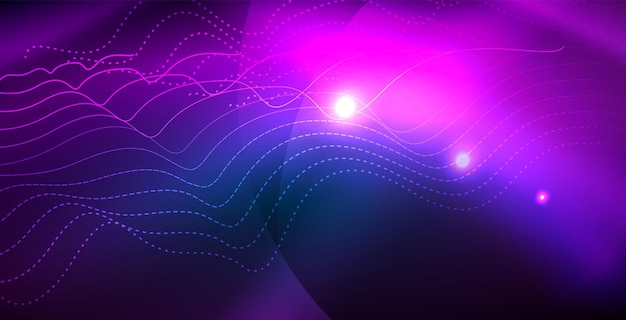 Luces de neón de color con fondo abstracto de ondas