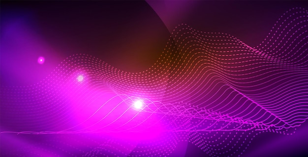 Luces de neón de color con fondo abstracto de ondas