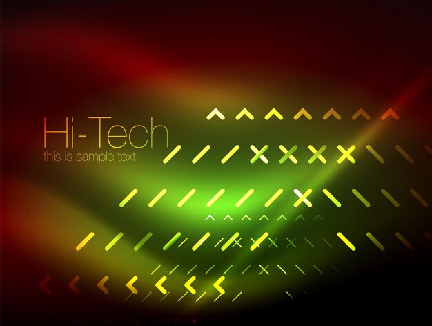 Luces de neón futuristas en fondo oscuro fondos tecnológicos abstractos digitales plantilla de líneas brillantes brillantes con efectos de chispa
