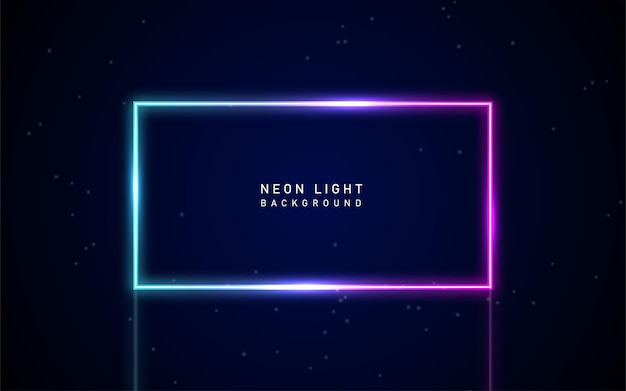 Luces de neón rectangulares con líneas de marco espacial en el fondo