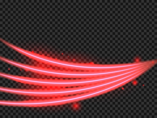 Luces de neón rojas sobre un fondo negro. Vector