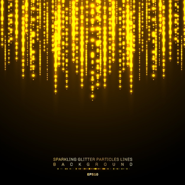 Vector luces de oro brillante línea vertical brilla fondo