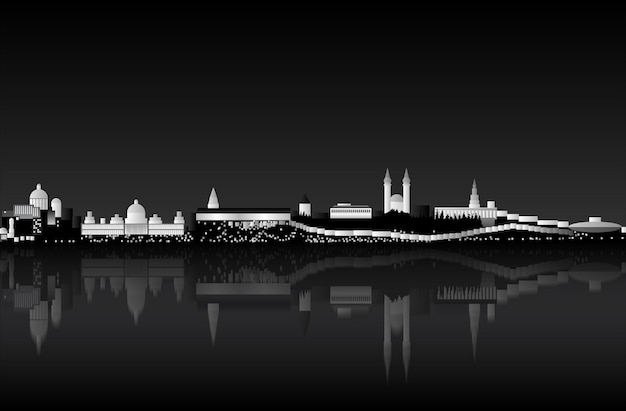 Luces del paisaje de la ciudad nocturna ilustración vectorial abstracta