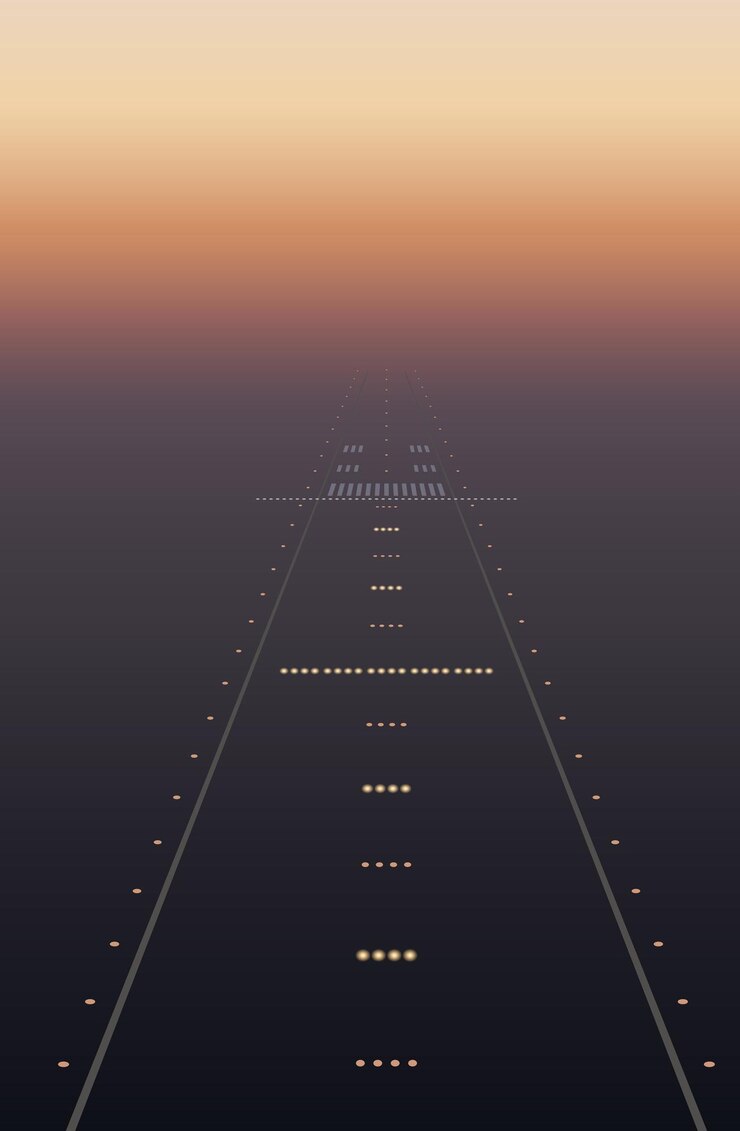 Vector luces de la pista al amanecer ilustración vectorial esbozo para la creatividad