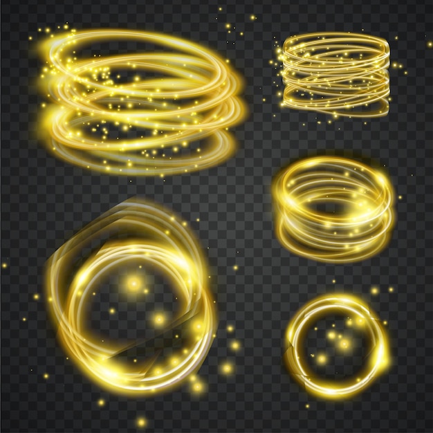 Las luces de polvo de estrellas doradas brillantes