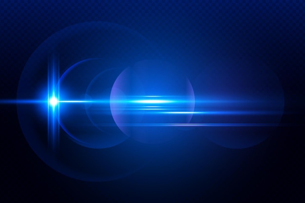 Las luces transparentes azules de las lentes despliegan rayas