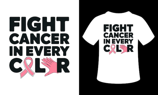 Lucha contra el cáncer en todos los colores diseño de camiseta de ilustración vectorial