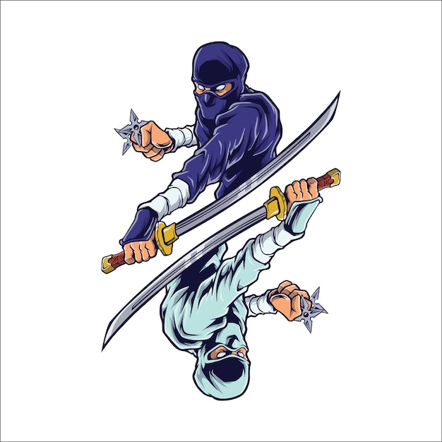 Lucha contra la ilustración del logotipo de ninja shinobi