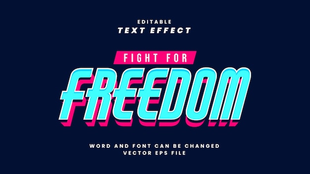 Vector lucha por el efecto de texto de la libertad