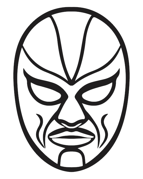 Vector lucha libre máscara de luchador mexicano contorno de la plantilla vectorial del icono del logotipo del emblema