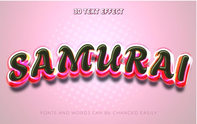 Lucha de samuráis en 3D con estilo de efecto de texto editable