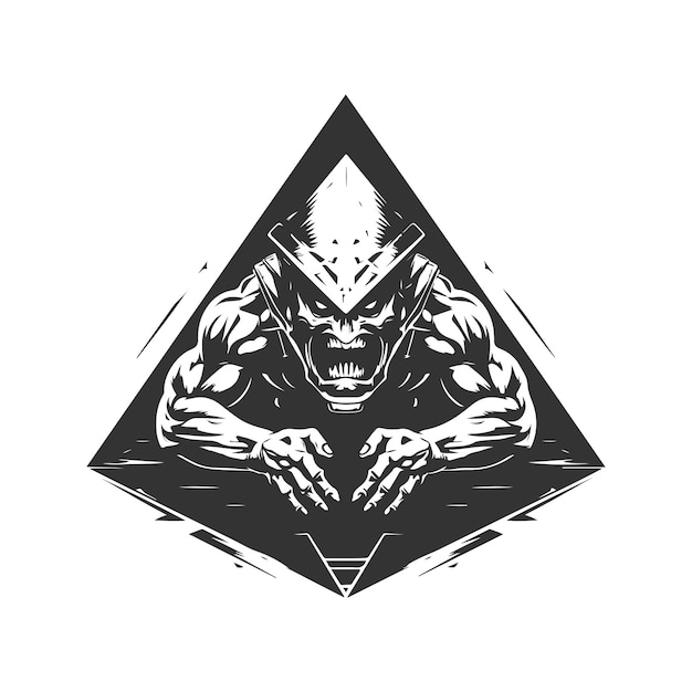 luchador triangular, logotipo vintage concepto de línea de arte en blanco y negro, ilustración dibujada a mano