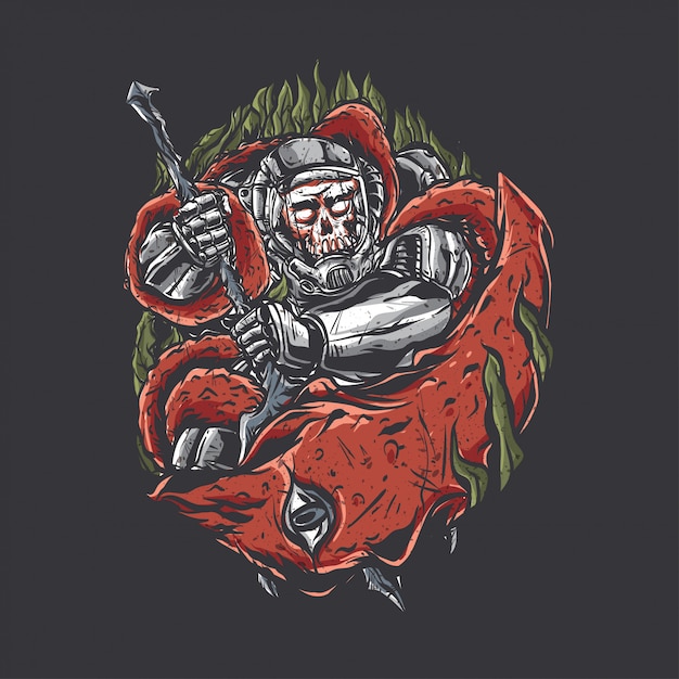 luchando bajo la ilustración del mar