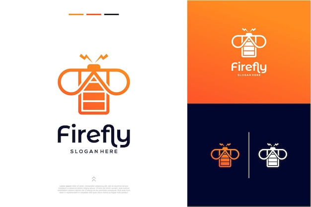 Luciérnaga y batería inspiración para el diseño del logotipo moderno