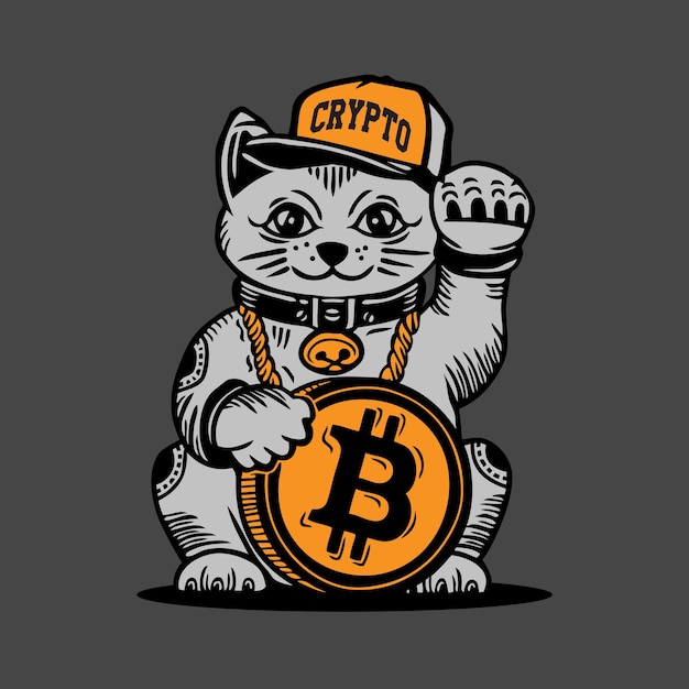 Lucky Cat Bitcoin Criptomoneda Dinero