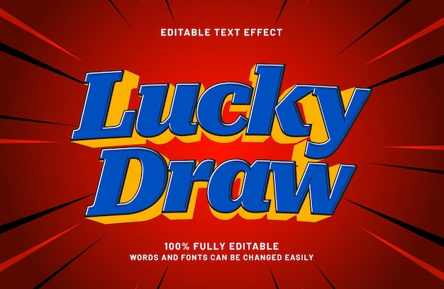 lucky draw efecto de texto editable en el juego y el estilo de texto de los niños