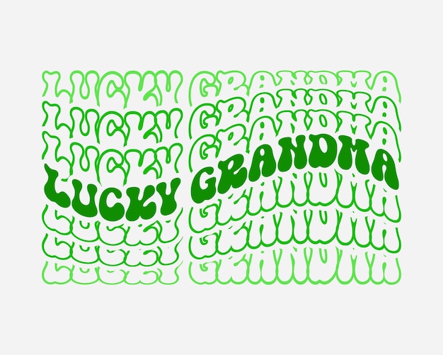 Lucky grandma cita retro ondulado maravilloso reflejado sublimación de tipografía aislada sobre fondo blanco