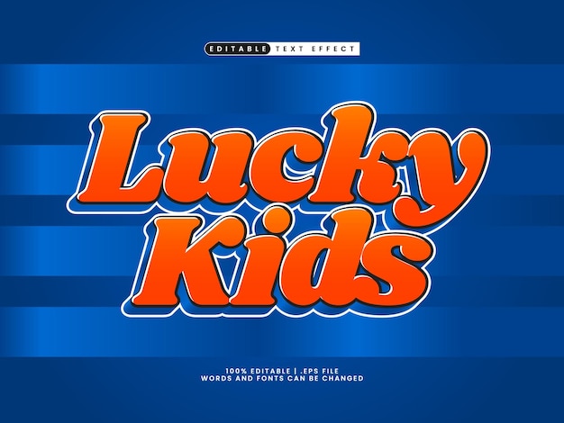lucky kids efecto de texto editable en estilo de texto moderno y genial