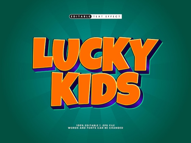 lucky kids efecto de texto editable en el juego y el estilo de texto de los niños
